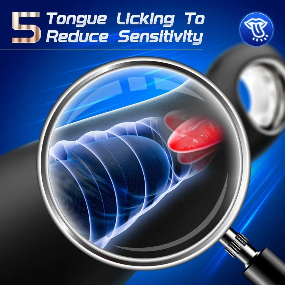 3 in 1 Vibrating and Tongue Licking masturbator Men Sex Toy