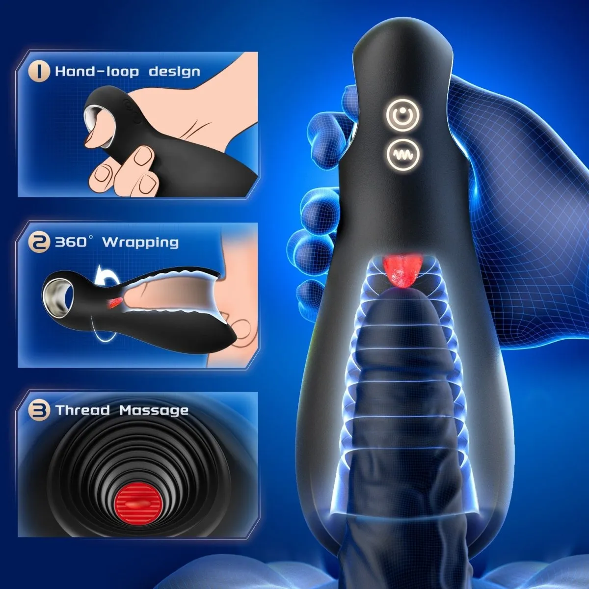 3 in 1 Vibrating and Tongue Licking masturbator Men Sex Toy