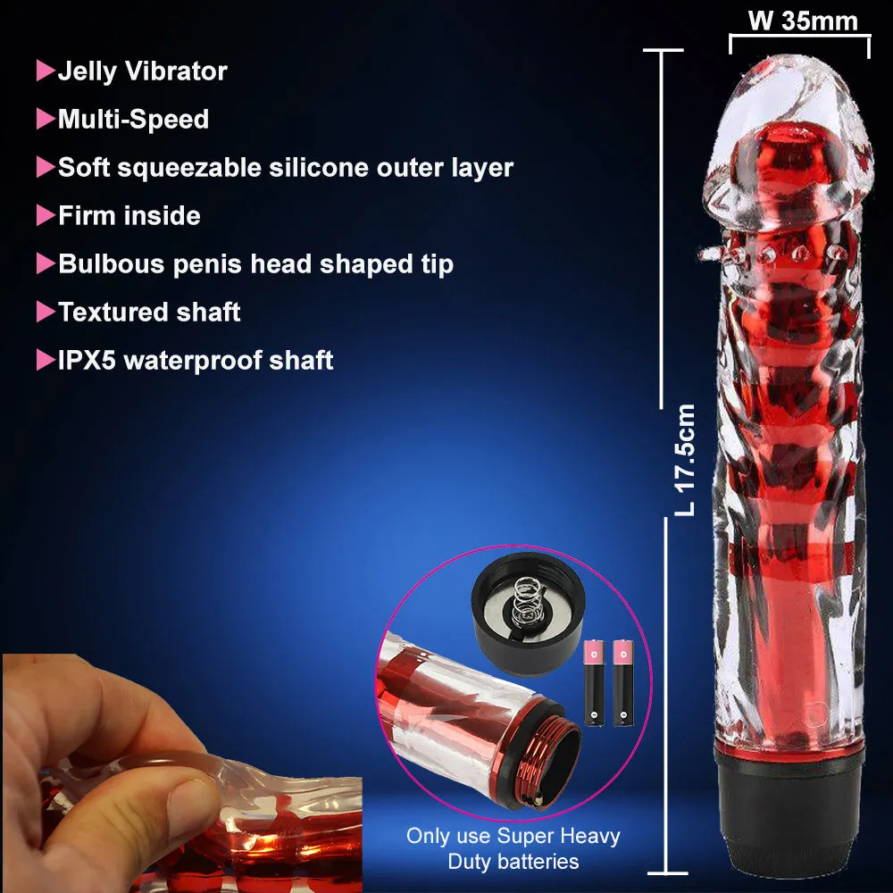 7 Silicone Jelly Squeezable G-Spot Vibrator Multi-Speed Purple