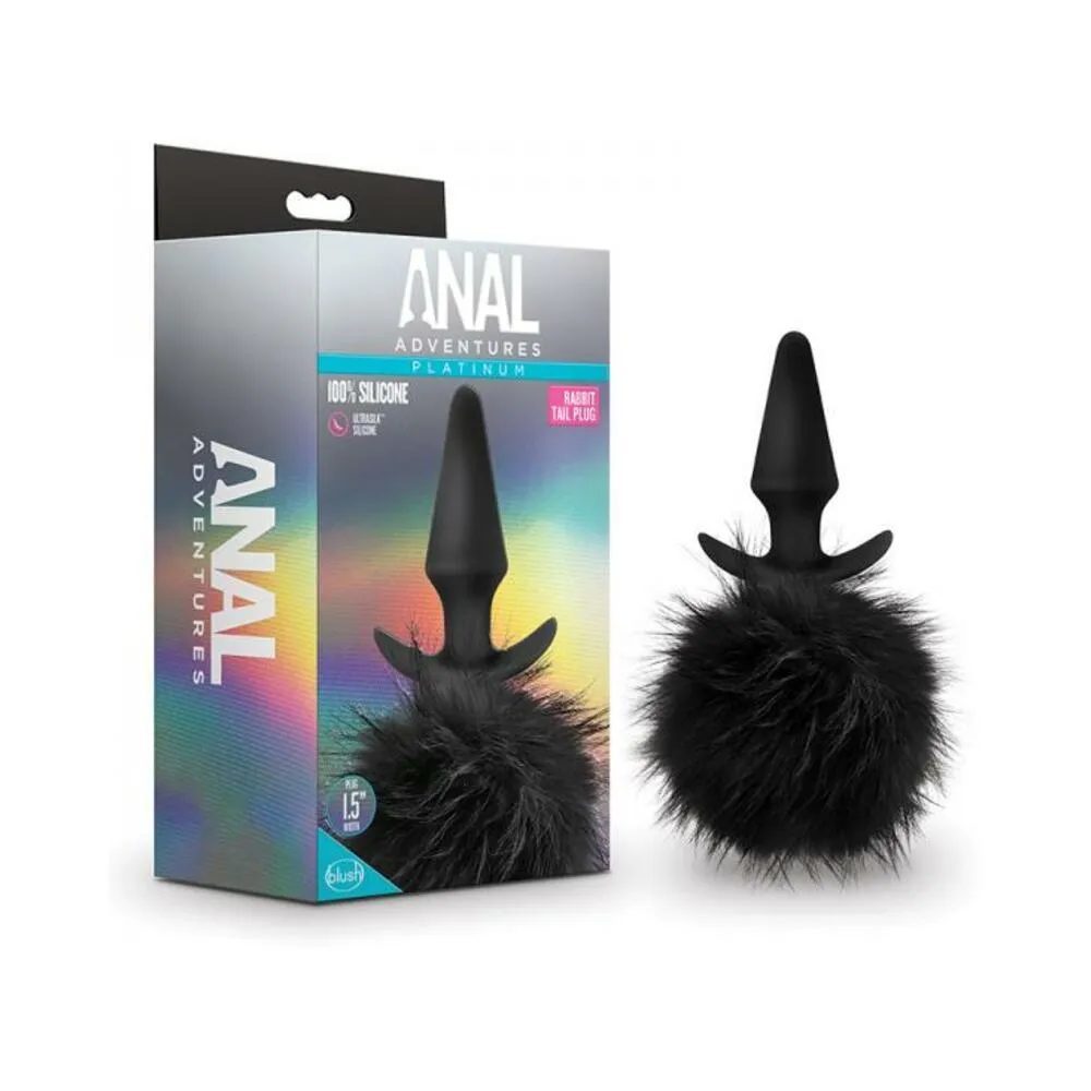 Anal Adventures Platinum - Rabbit Tail Plug - Black