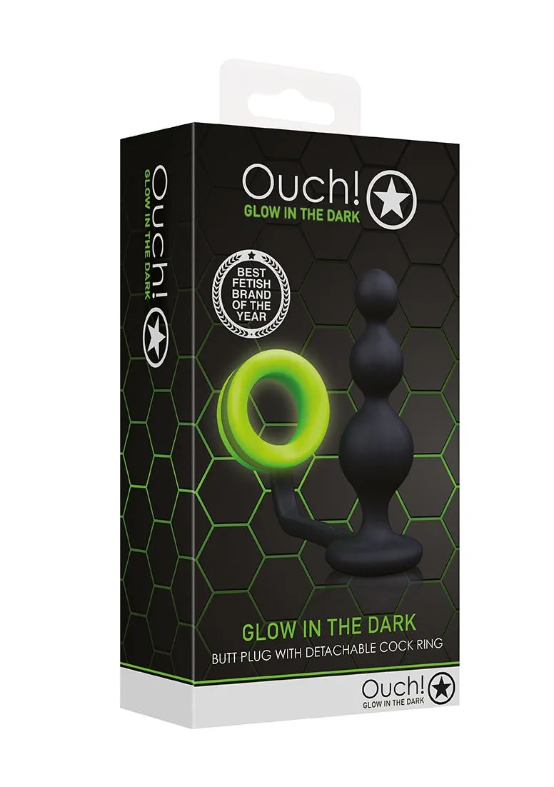 Beads Butt Plug With Cock Ring - Glow In The Dark