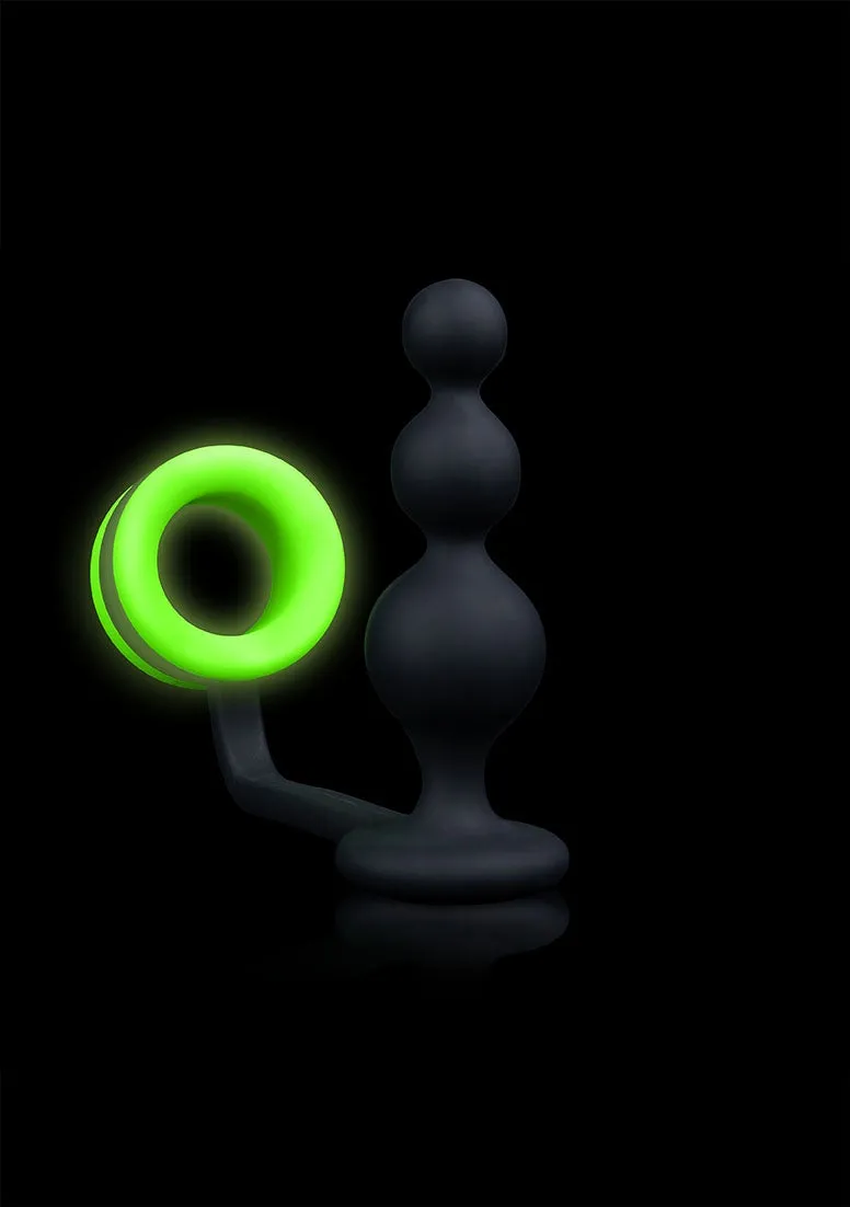 Beads Butt Plug With Cock Ring - Glow In The Dark