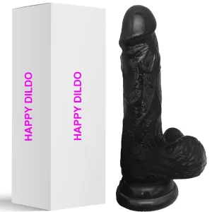 Bebuzzed Happy 8.5 Realistic Dildo Veined Balls Suction Cup Black