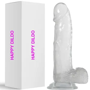 Bebuzzed Happy 8.5 Realistic Dildo Veined Balls Suction Cup Clear