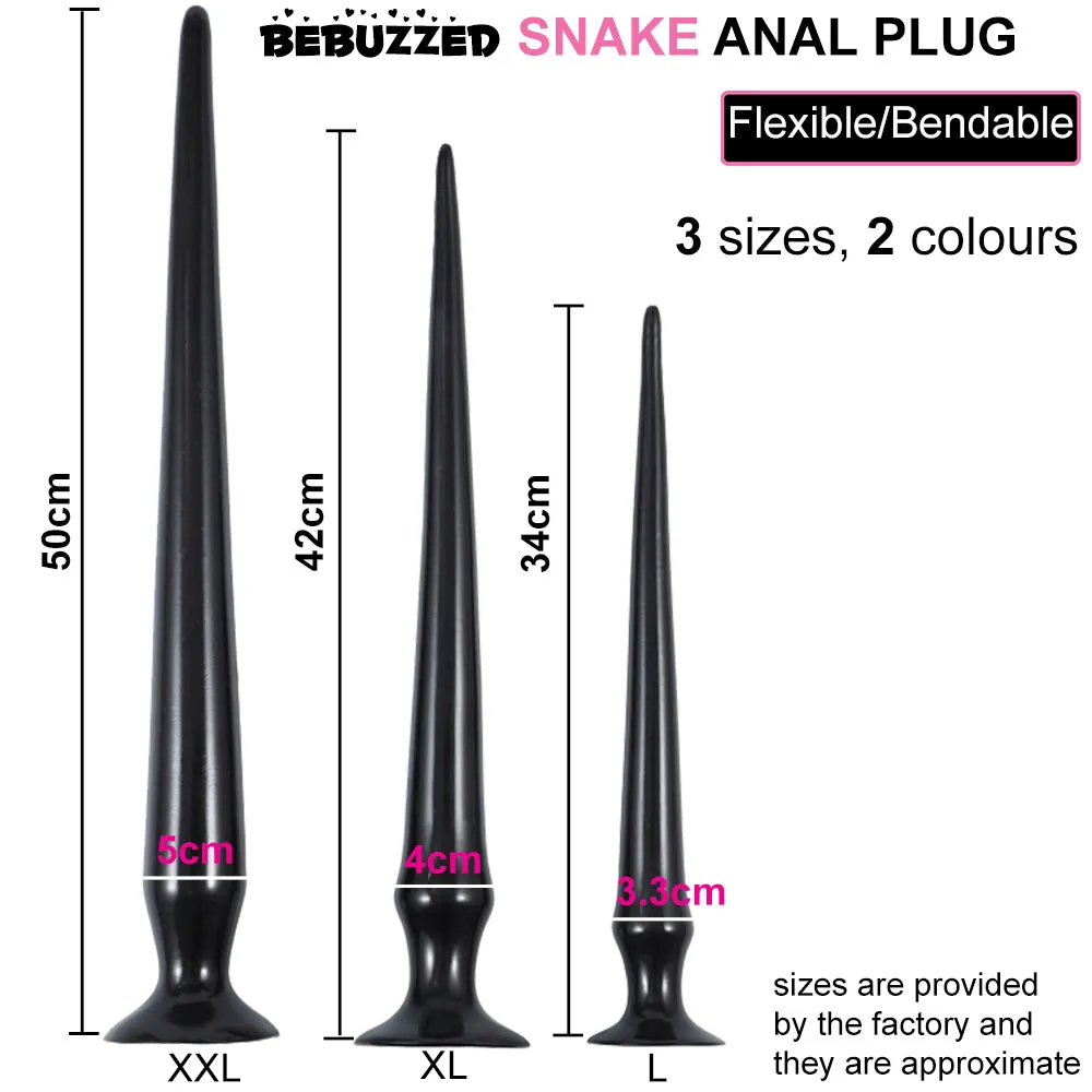 Bebuzzed Snake Dildo Flexible Large Anal Butt Plug Long Sex Dong XXL Suction Cup