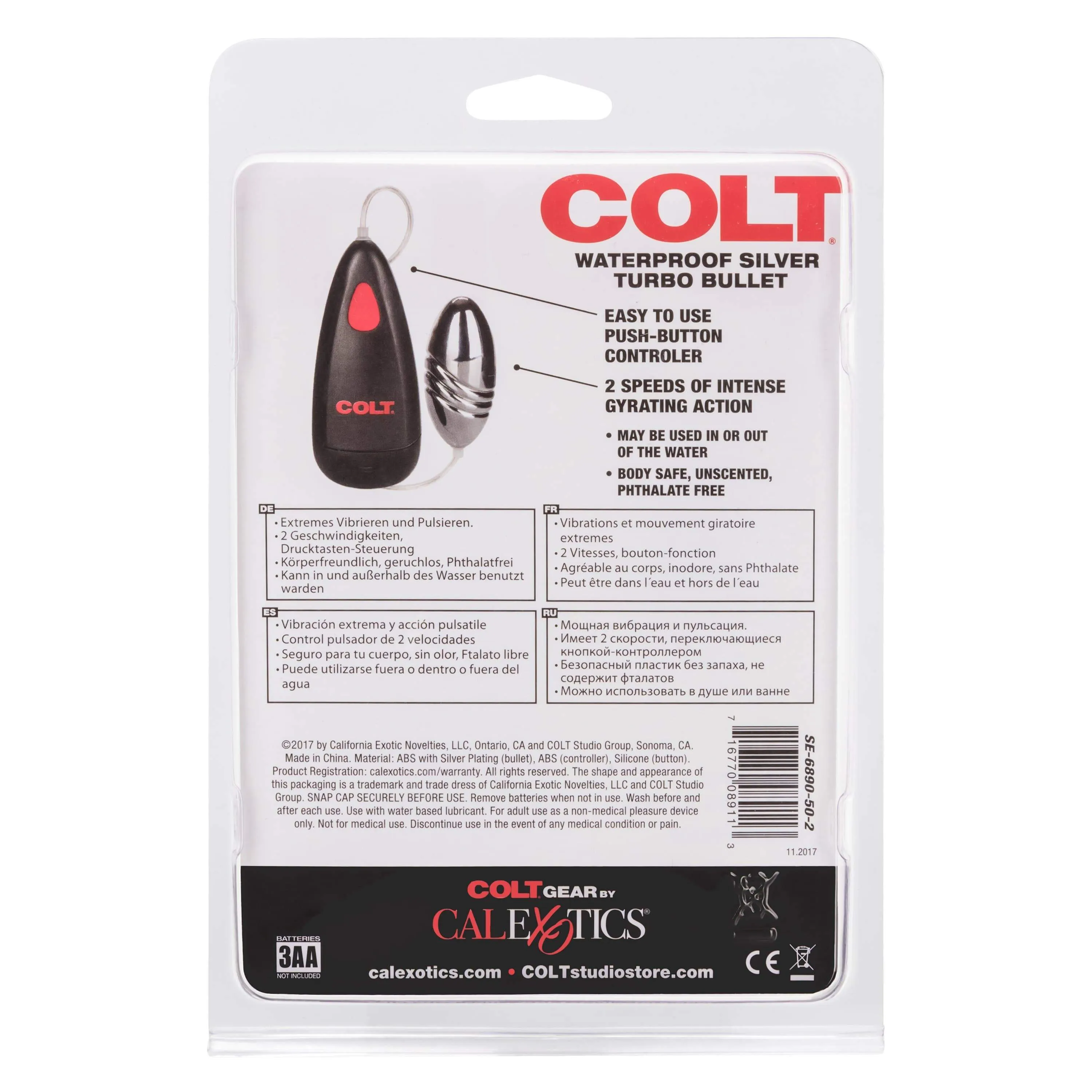 California Exotics - COLT Waterproof Silver Turbo Bullet Vibrator with Remote (Silver)