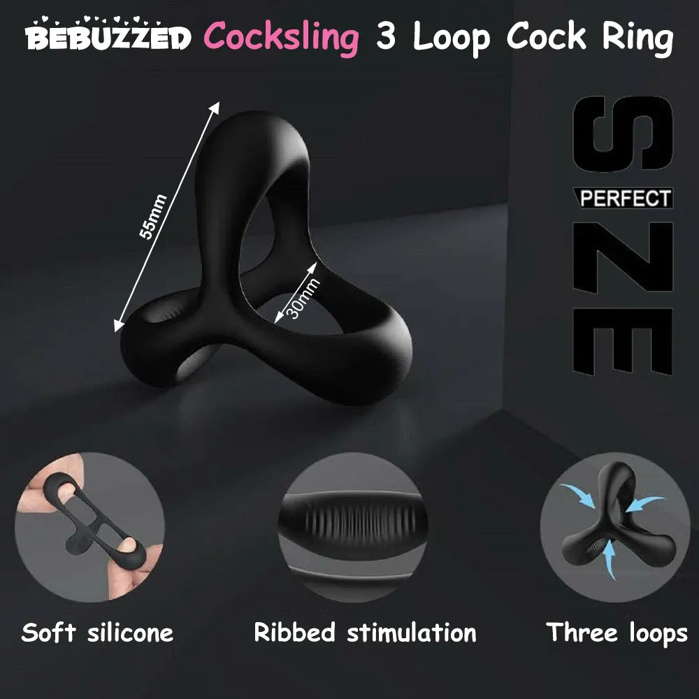 Cocksling 3-Loop Double Cock Ring Penis Balls Couples Delay Ejaculation Enhancer