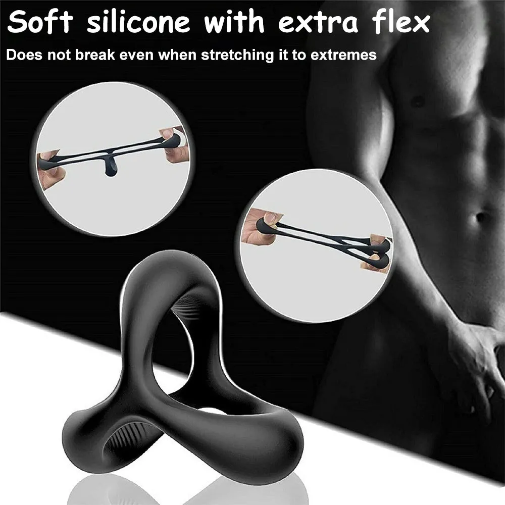 Cocksling 3-Loop Double Cock Ring Penis Balls Couples Delay Ejaculation Enhancer