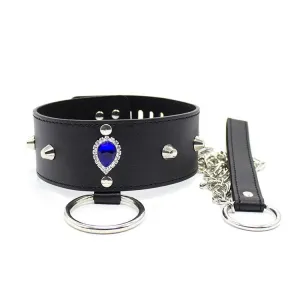Come Closer Neck Collar And Ring With Lock | Black | Chain | Fetish | Bondage
