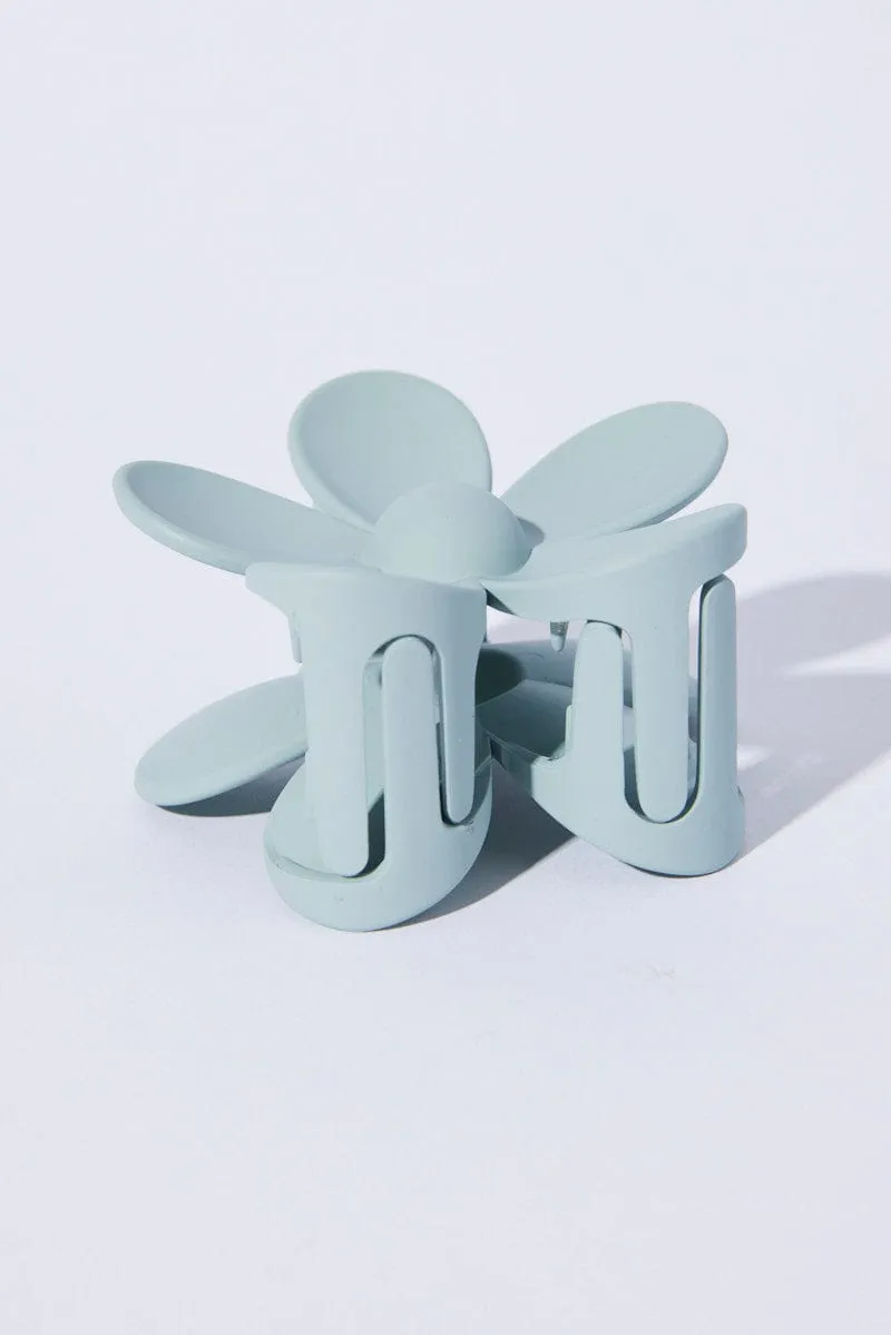 Green Flower Design Hair Claw Clip