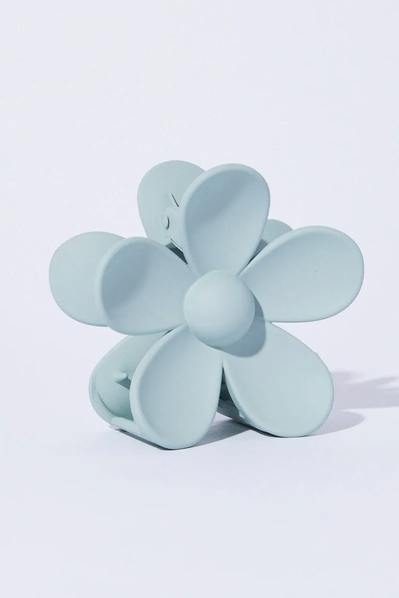 Green Flower Design Hair Claw Clip
