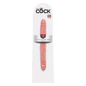 King Cock 12 in. Slim Double Dildo Realistic Beige