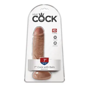 King Cock 7 in. Cock With Balls Realistic Suction Cup Dildo Tan