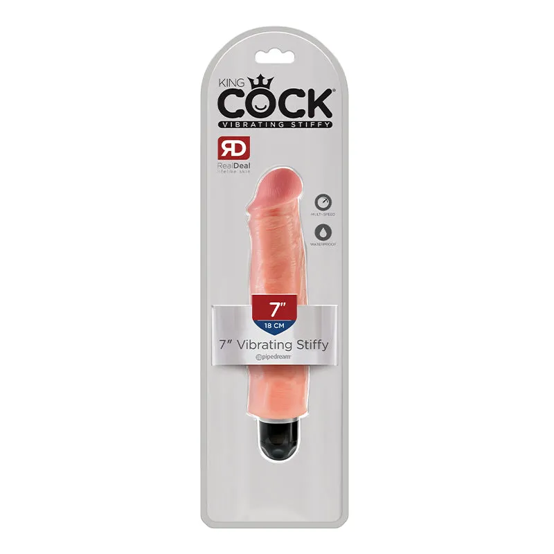 King Cock 7 in. Vibrating Stiffy Realistic Dildo Beige