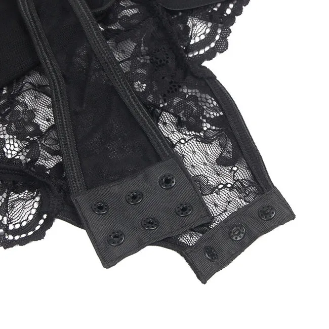 Lenjerie teddy SUBBLIME . din dantela. cu jartiera. culoare neagra. S/M