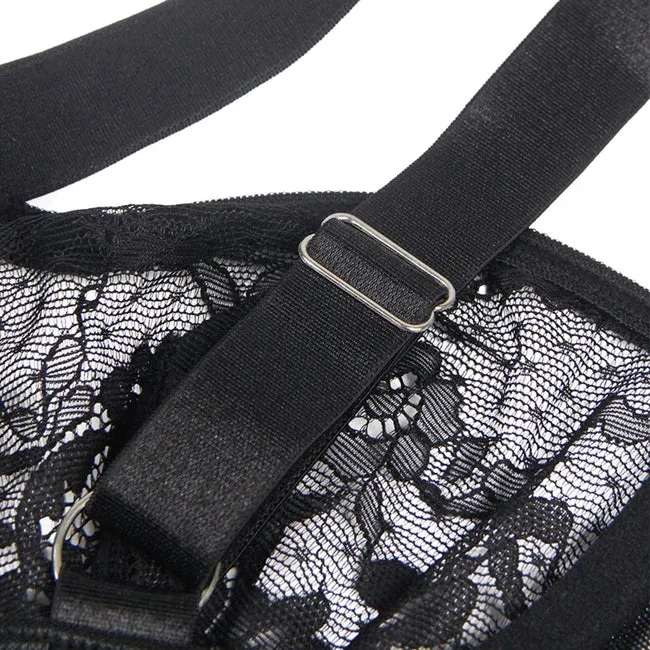 Lenjerie teddy SUBBLIME . din dantela. cu jartiera. culoare neagra. S/M