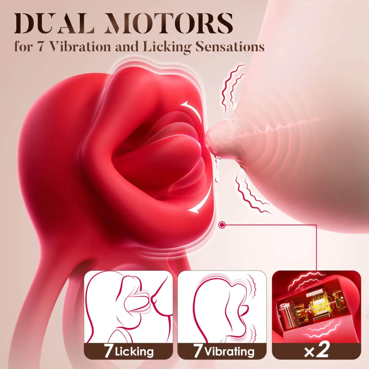 LINNA| Tongue Licking and Vibration Cock Ring for Couple