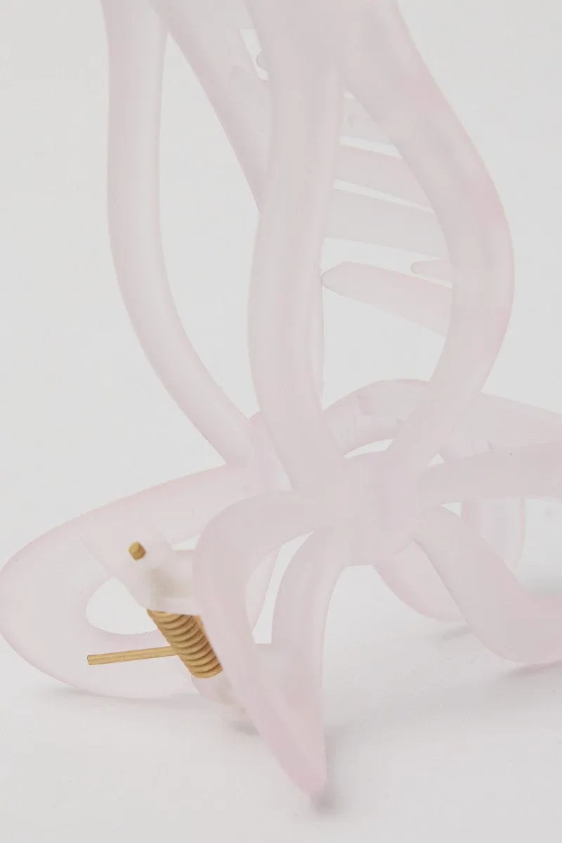 Pink Bow Design Hair Claw Clip