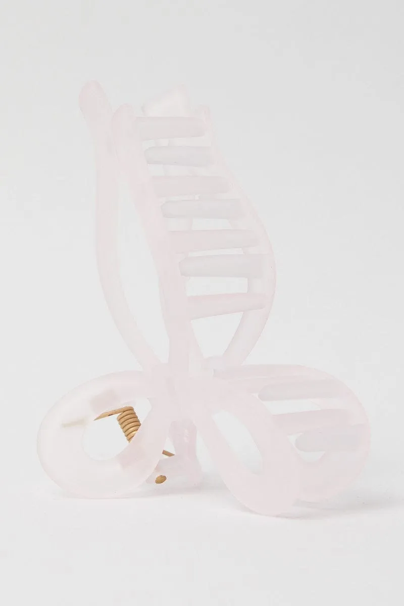Pink Bow Design Hair Claw Clip