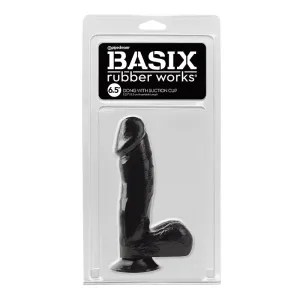 Pipedream Basix Rubber Works 6.5 in. Dong With Balls & Suction Cup Black