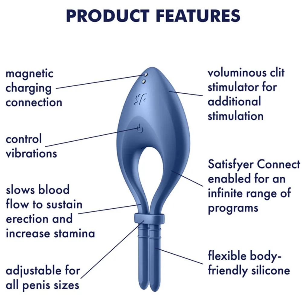 Satisfyer Bullseye ADJUSTABLE Vibrating Cock Ring APP Control Couples Sex Toy