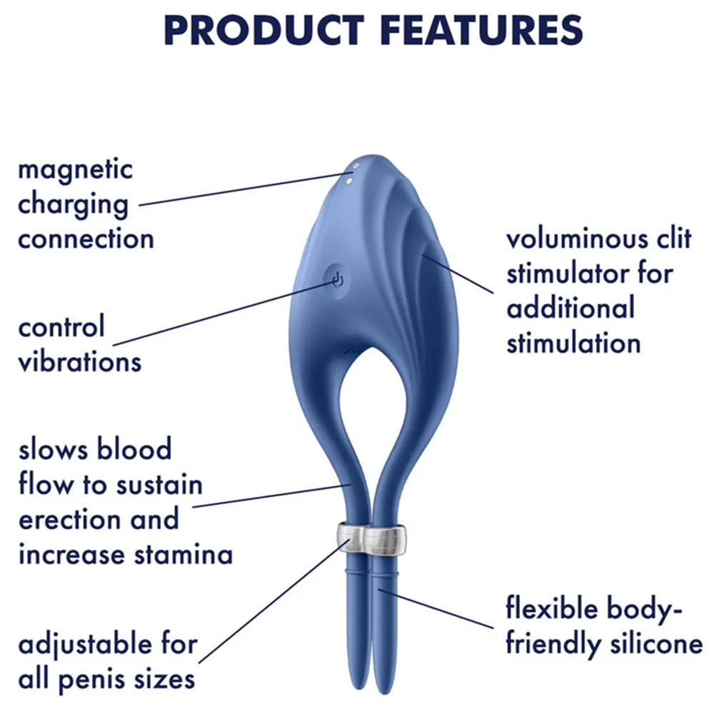 Satisfyer Duelist ADJUSTABLE Vibrating Cock Ring Couples Stamina USB Sex Toy