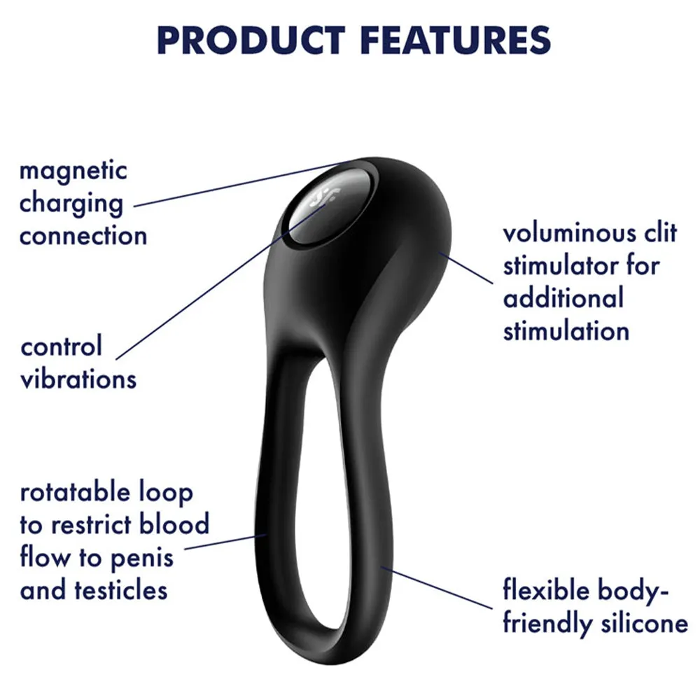 Satisfyer Majestic Duo Vibrating Cock & Balls Ring Stamina USB Couples Sex Toy