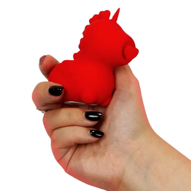 Stimulator clitoris UNIHORN Cupid's Beau. în formă de unicorn. 10 funcții de vibrație. 10 funcții de mișcare. roșu
