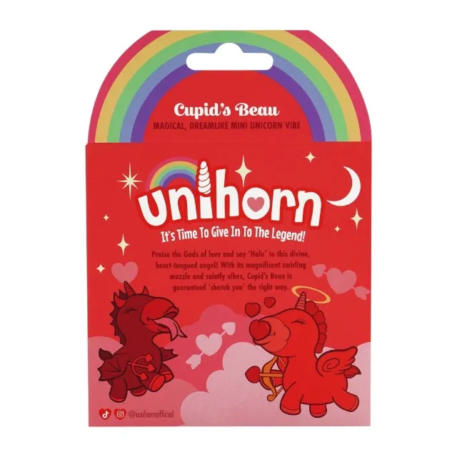 Stimulator clitoris UNIHORN Cupid's Beau. în formă de unicorn. 10 funcții de vibrație. 10 funcții de mișcare. roșu