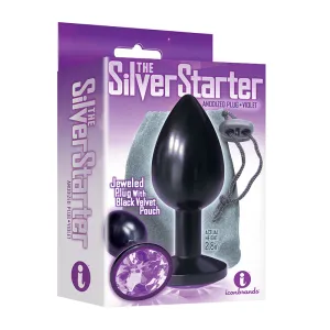 The 9's. The Silver Starter. Bejeweled Annodized Stainless Steel Plug. Violet