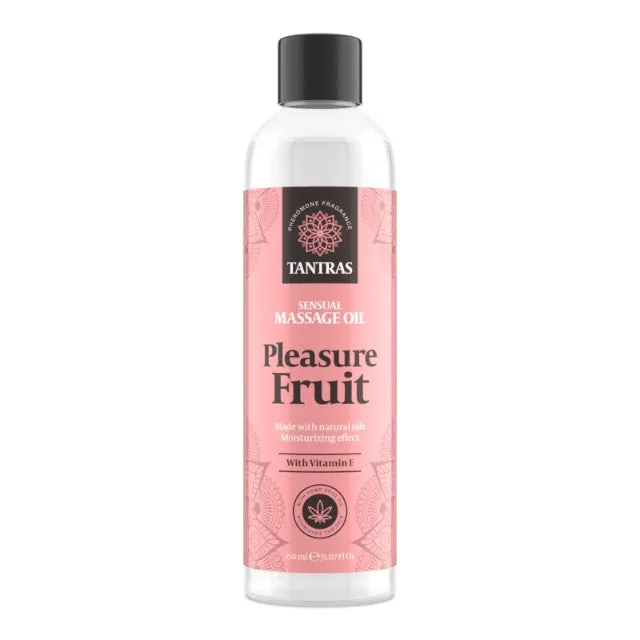 Ulei de masaj TANTRAS Pleasure Fruit. cu vitamina E și uleiuri naturale. aromă de patchouli și vanilie. 150 ml (roz)