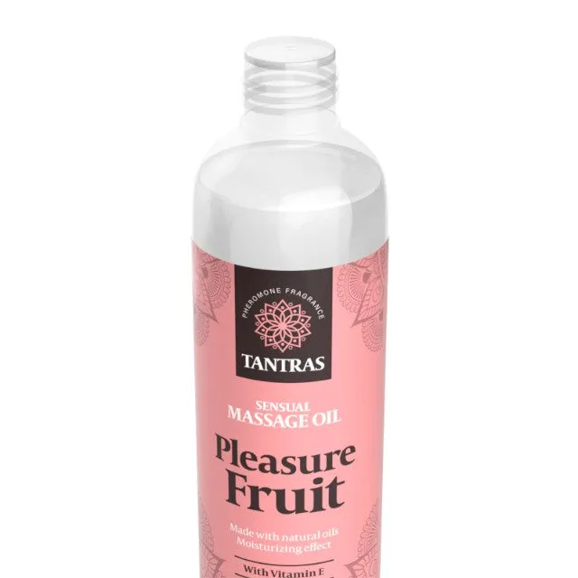 Ulei de masaj TANTRAS Pleasure Fruit. cu vitamina E și uleiuri naturale. aromă de patchouli și vanilie. 150 ml (roz)
