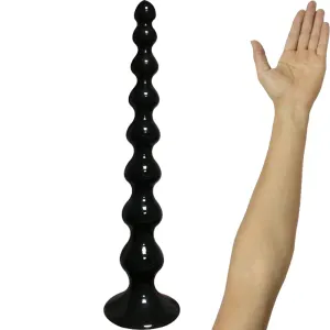 XL Big Anal Butt Plug Beads Huge 14.1 Dildo Black