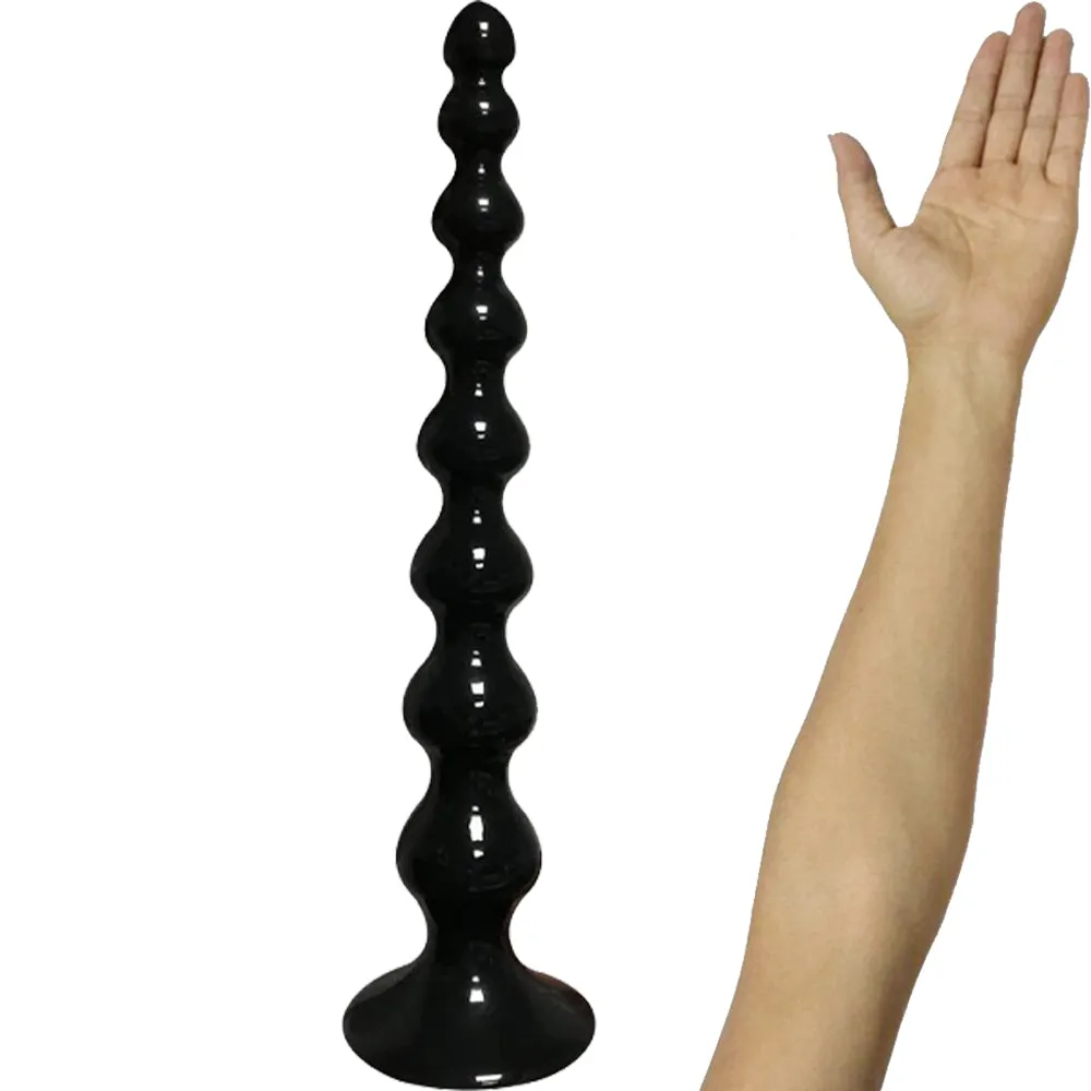 XL Big Anal Butt Plug Beads Huge 14.1 Dildo Black