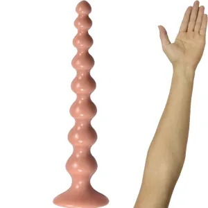 XL Big Anal Butt Plug Beads Huge 14.1 Dildo Flesh