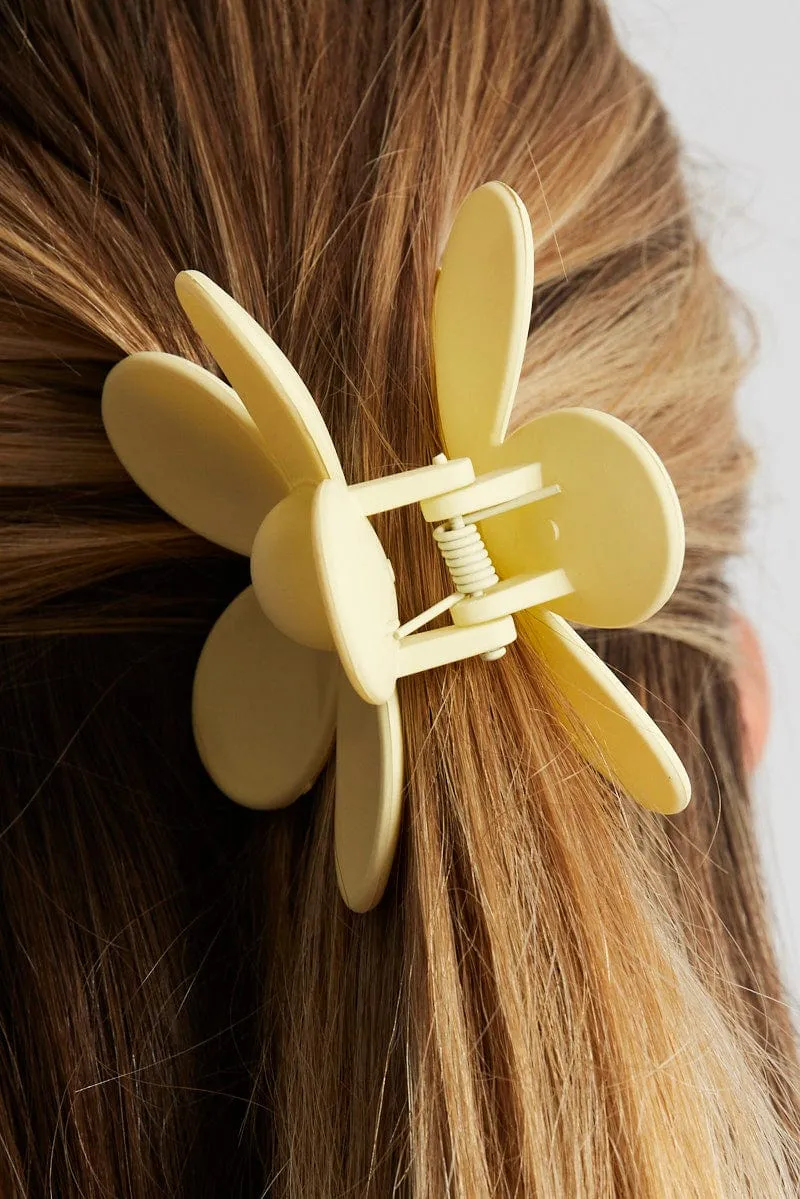 Yellow Flower Design Hair Claw Clip